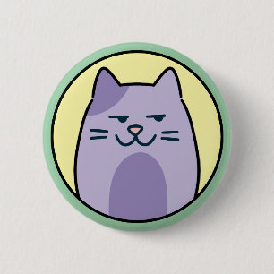 Funny Purple Cat With Side Eye 6 Cm Round Badge