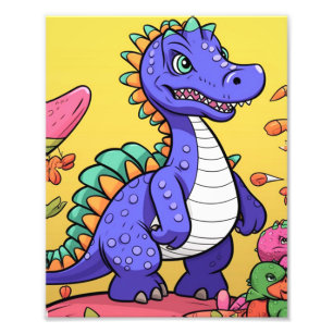 Funny Purple Dinosaur Photo Print