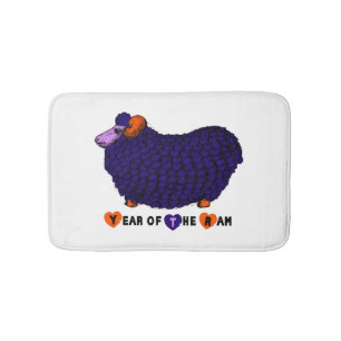Funny Purple Ram Chinese Year Zodiac Bath Mat