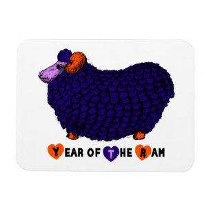 Funny Purple Ram Chinese Year Zodiac P Magnet