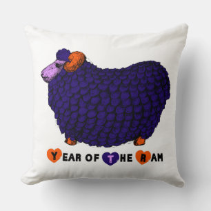 Funny Purple Ram Chinese Year Zodiac Square P Cushion