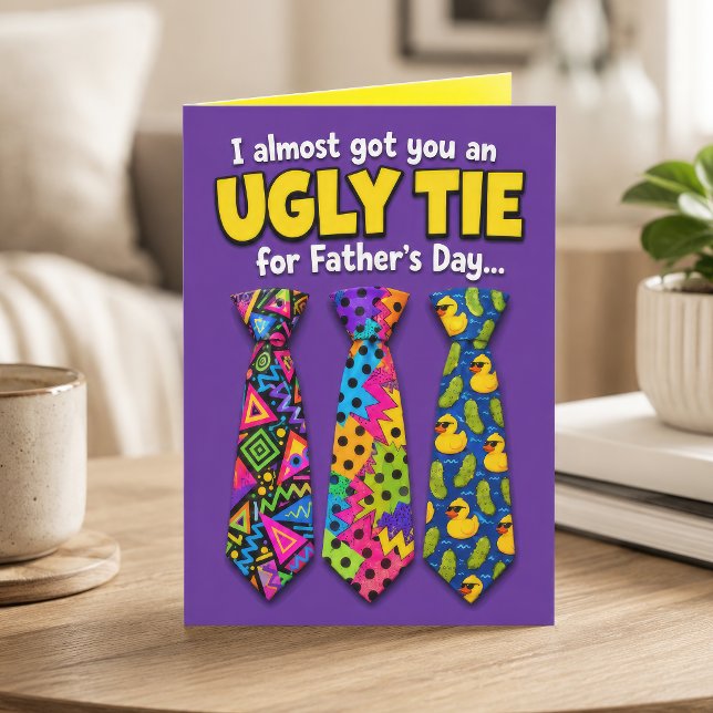 Funny Purple Ugly Tie Father's Day Joke Card (Creator Uploaded)