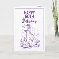 Funny Purple & White Trex Husband 60th Birthday