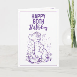 Funny Purple & White Trex Husband 60th Birthday Card