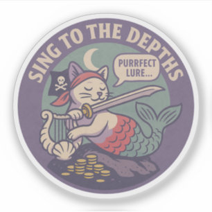 Funny Purr-maid Pirate Cat Art