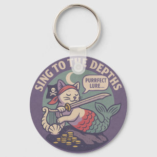 Funny Purr-maid Pirate Cat Art Key Ring