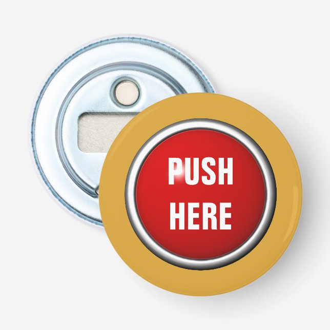 funny push here button bottle opener (Front)