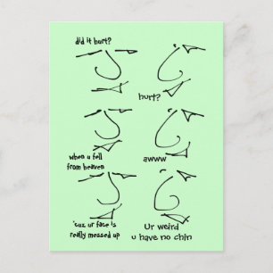 Funny put-down flirting - talking heads postcard