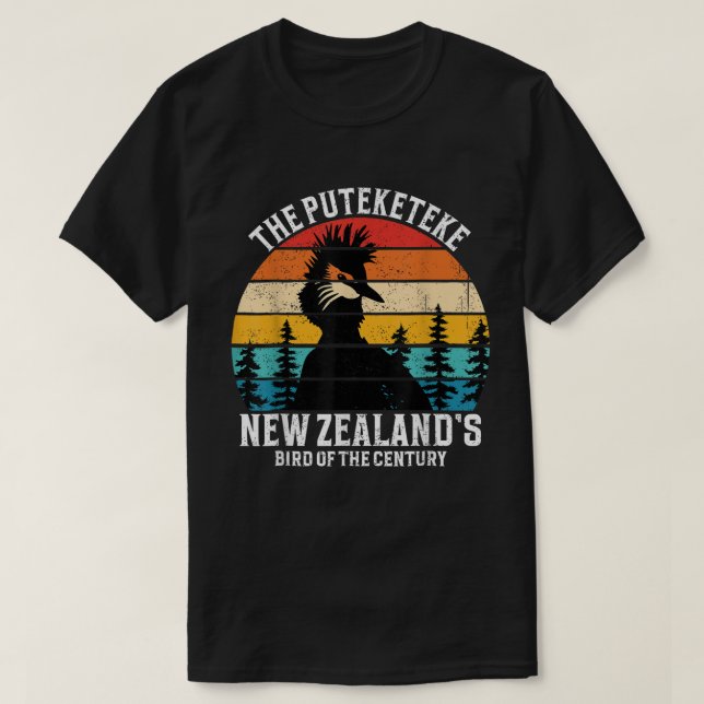 Funny Puteketeke New Zealand's Bird Of The Century T-Shirt (Design Front)