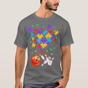 Funny Puzzle Heart Bowling Autism Awareness Men Wo T-Shirt