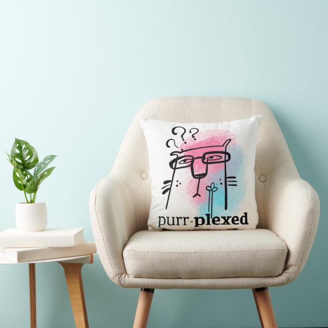 Funny Puzzled Cat  Typography Purr-Plexed Pun Cushion (Chair)