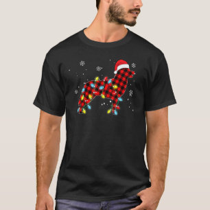 Funny Pyjamas Red Buffalo Plaid Husky Dog Merry Ch T-Shirt