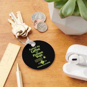 Funny Python Developer – Fueled by Coffee bugs  Key Ring