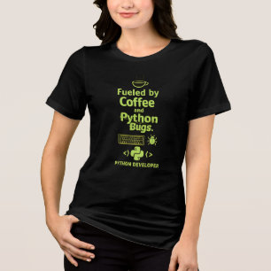 Funny Python Developer – Fueled by Coffee bugs Tri-Blend Shirt