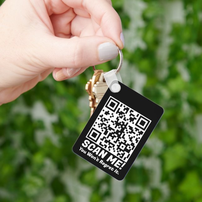 Funny QR Scan Me! Funny Regret Joke  Key Ring (Hand)