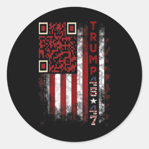 Funny Qr Scan Me President Trump 4547 Trump Dancin Classic Round Sticker