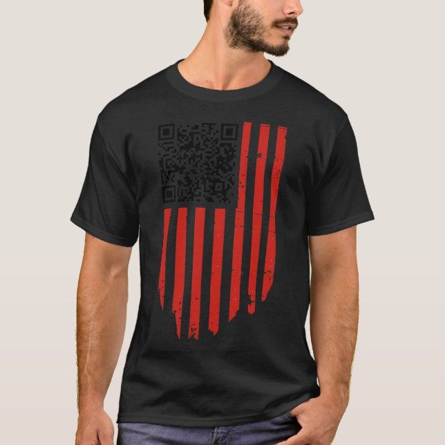 Funny Qr Trump Dancing Dance Code Red And White  T-Shirt (Front)