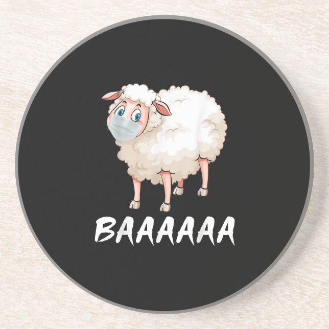 Funny Quarantine | Mask Sheep Trendy Gifts Coaster (Front)
