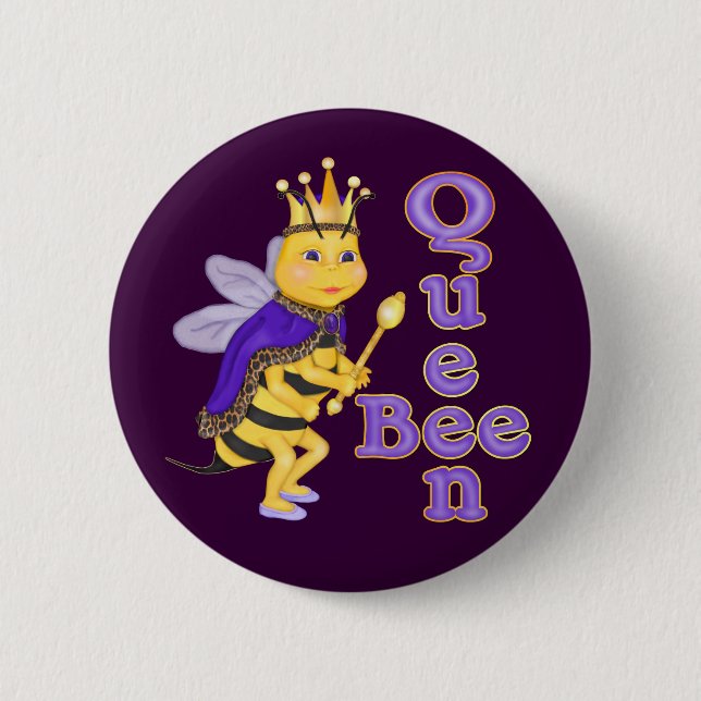 Funny Queen Bee 6 Cm Round Badge (Front)