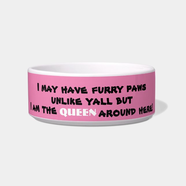 Funny Queen Female Pink Pet Bowl (Front)