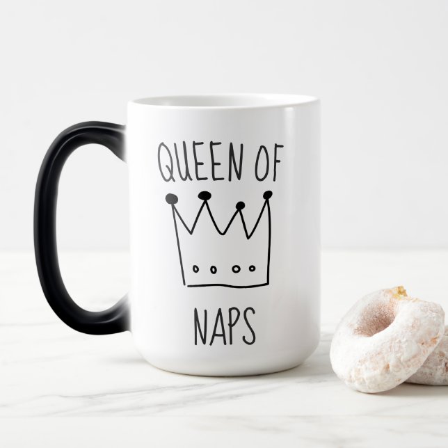 Funny Queen of Naps Crown  Magic Mug (With Donut)