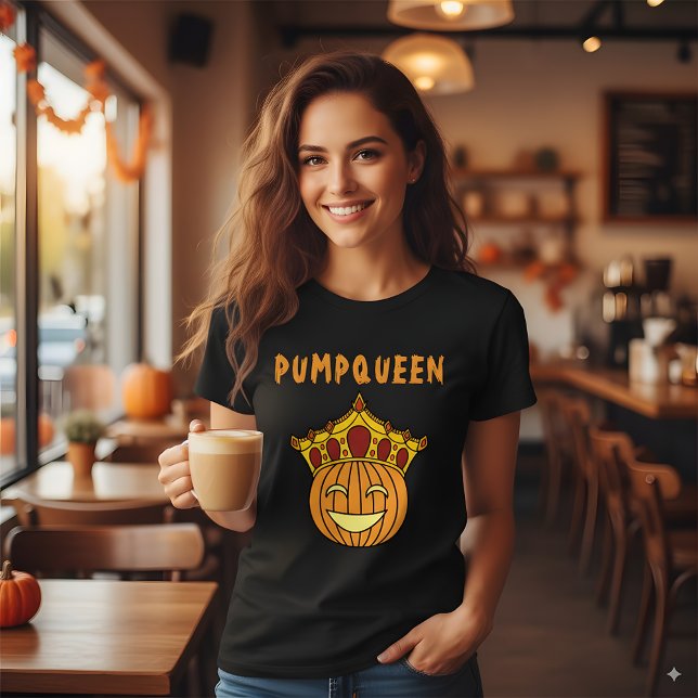 Funny Queen Pumpkin Pun Couple Halloween Costume T-Shirt (Creator Uploaded)