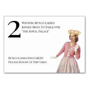 Funny Queen Table Two Bunco Table Number