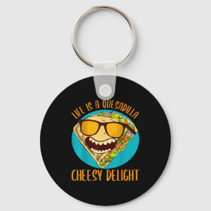 Funny quesadilla pun 5 de mayo mexican food cheese key ring