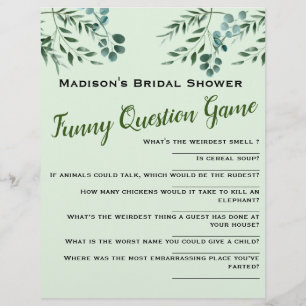 Funny Question Game Bridal Shower
