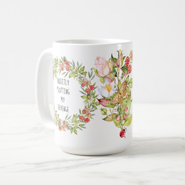 Funny | Quietly Plotting My Revenge Or ANY Text Coffee Mug (Front Left)