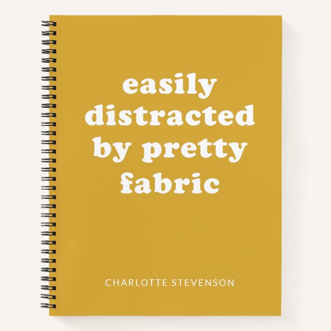 Funny Quilter Fabric Quote Personalised Name Notebook (Front)