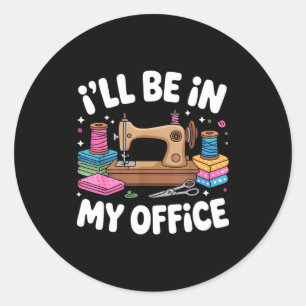 Funny Quilting Art For Men Women Cat Quilt Sewing Classic Round Sticker