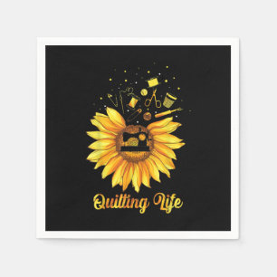 Funny Quilting Life Love Sun Flower Quilters Gift Napkin