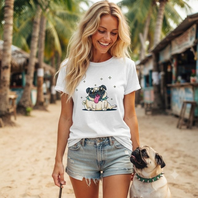 Funny Quirky Adorable Pug with studded collar T-Shirt (Creator Uploaded)