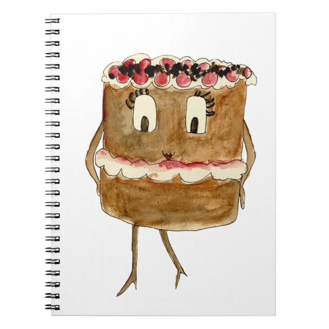 Funny Quirky Black Forest Gateau Chocolate Cake Spiral Notebook (Front)