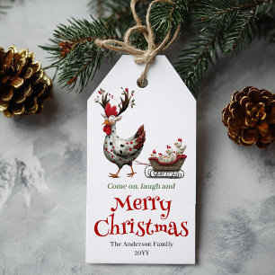 Funny Quirky Chickens Holiday Tag Personalized