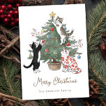 Funny Quirky Christmas Tree Cats Greetings Holiday Card<br><div class="desc">Funny Quirky Christmas Tree Cats Greetings Holiday Card</div>