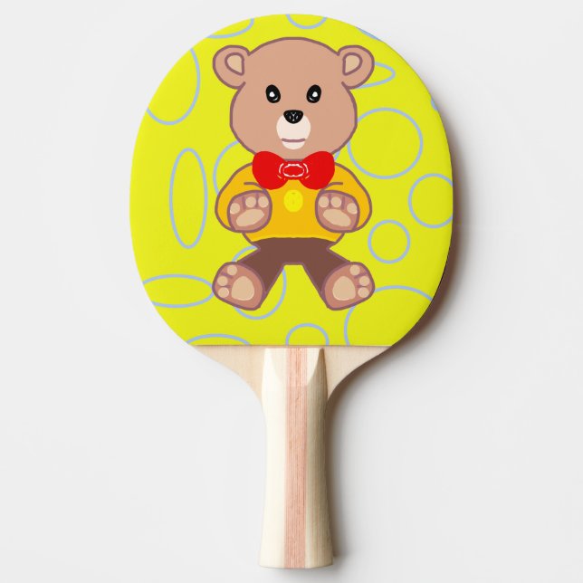 Funny Quirky Cute Bowtie Bear Ping Pong Paddle (Front)