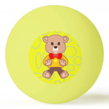 Funny Quirky Cute Bowtie Bear YellowPing Pong Ball