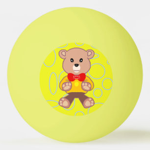 Funny Quirky Cute Bowtie Bear YellowPing Pong Ball