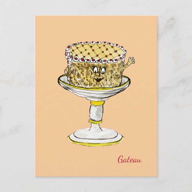 Funny Quirky Cute Gateau Weird Cake Art Humour Postcard (Front)