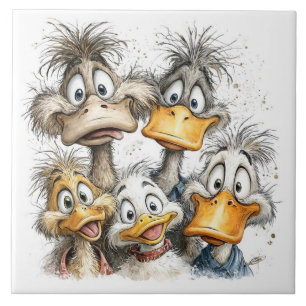 Funny quirky ducks tile