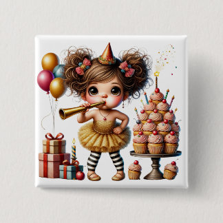 Funny Quirky Gnome Birthday 15 Cm Square Badge
