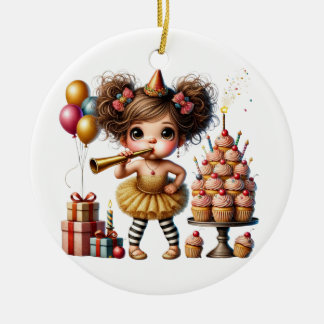 Funny Quirky Gnome Birthday Ceramic Tree Decoration