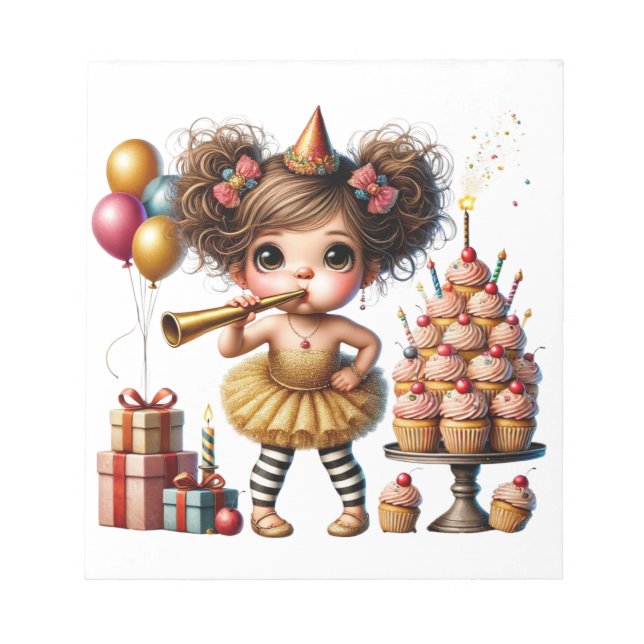 Funny Quirky Gnome Birthday Notepad (Front)