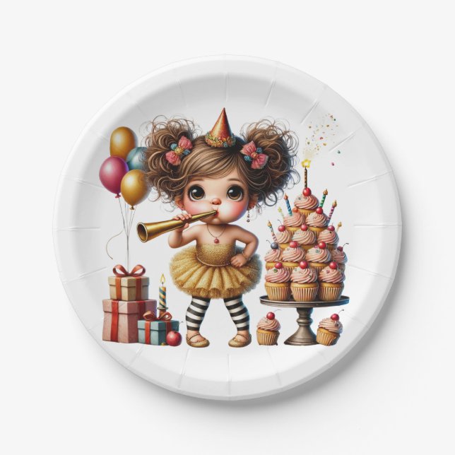 Funny Quirky Gnome Birthday Paper Plate (Front)