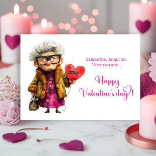 Funny Quirky Grumpy Old Lady Valentine Card