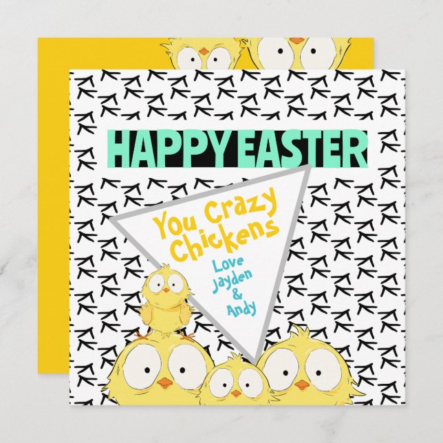 Funny Quirky “Happy Easter You Crazy Chickens” |  Holiday Card (Front/Back)