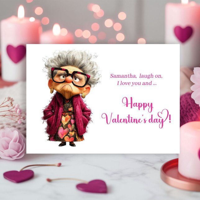 Funny Quirky Lady Bringing Fun Valentine Holiday Card (Funny Quirky Lady Bringing Fun Valentine

)