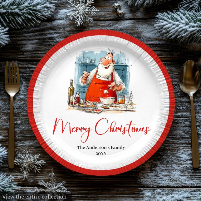 Funny Quirky Santa Watercolor Holiday Plates (Funny Quirky Santa Watercolor Holiday Plates)
